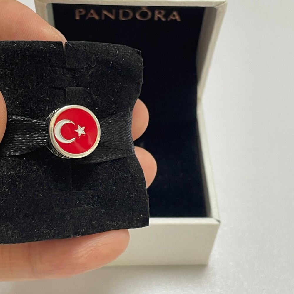 Pandora Turkey Flag Charm Pendant